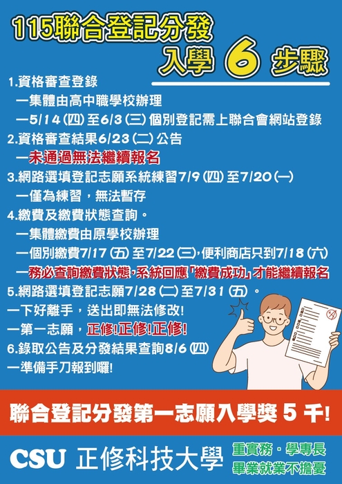 115學年度四技二專聯合登記分發-入學步驟說明(懶人包)圖片